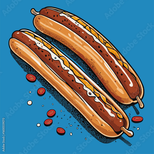 grilled sausage illustration for graphic design needs