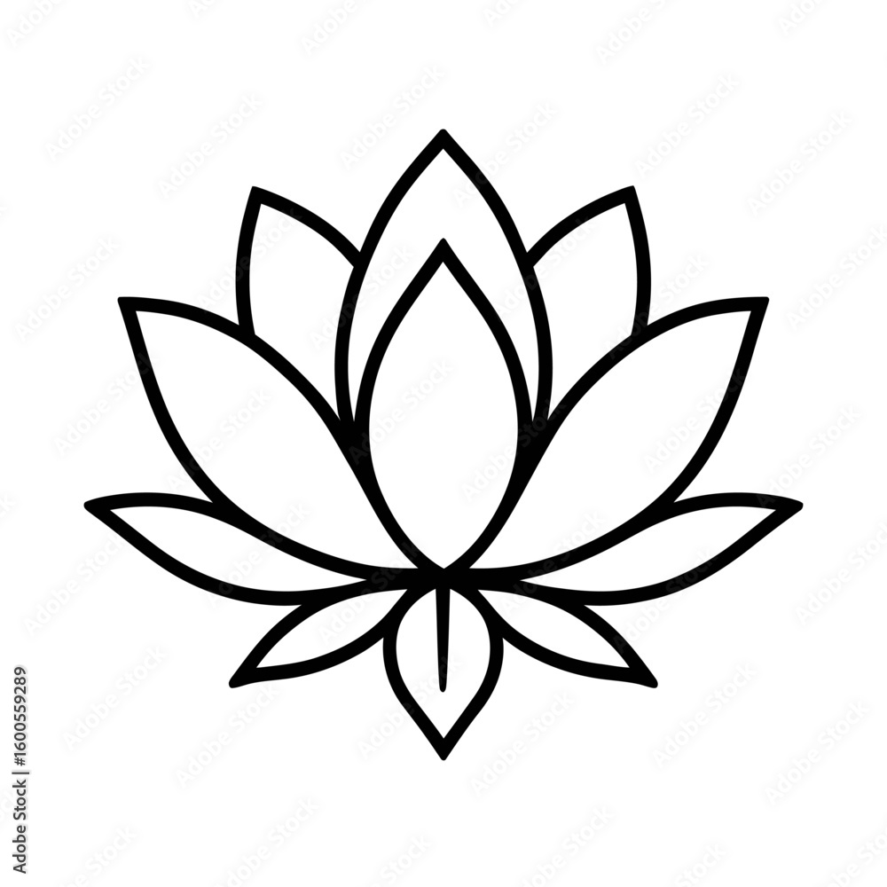 Elegant Lotus Flower Outline Vector - Symbol of Purity and Enlightenment