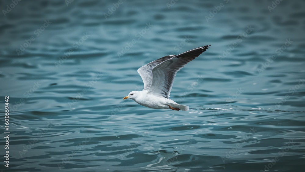 Fototapeta premium Coastal bird soaring in the open air