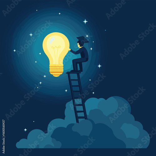 Education or academic on personal development, knowledge to empower career growth and improve business skill concept, success graduated student flying with book wings in the sky ai