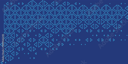 Triangles Halftone Pattern Vector Abstract Geometric Technology Background. Triangular Half Tone Texture. Minimal Style Dynamic Tech Wallpaper