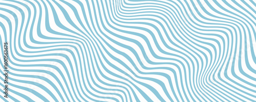 Blue and beige diagonal wavy lines seamless pattern. Simple vector abstract liquid stripes background. Funky groovy texture with diagonal waves, fluid shapes, flow. Stylish repeated decorative design