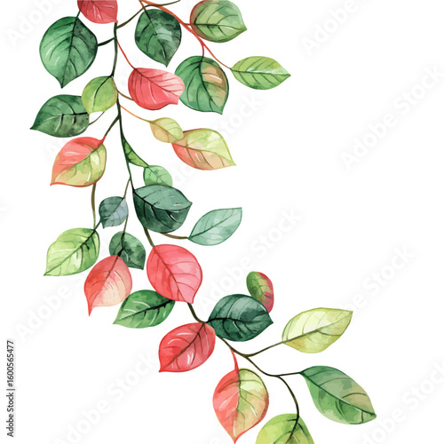My Watercolor illustration hand-painted spring foliage frame with guava leaves painting isolated on a white background, illustration, AI painting design, vector set, eps format