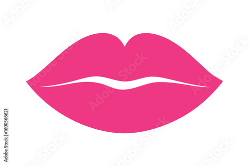 Bright pink lips icon illustration on a white background suitable for various applications