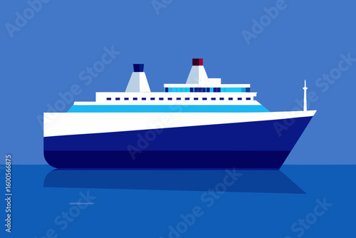Illustration of a large modern cruise ship sailing on the calm blue waters