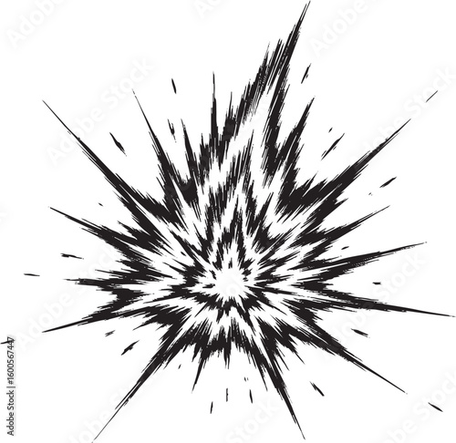 劇画風 衝撃波・爆発エフェクト (白黒) - マンガ効果線素材