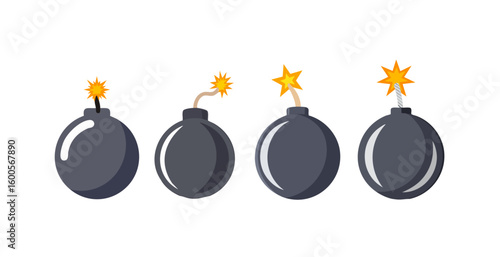 bomb with burning fuse