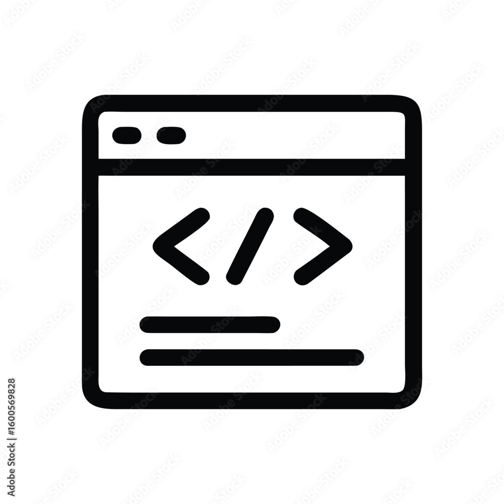 Simple web development outline in black and white Simple web development outline in black and white