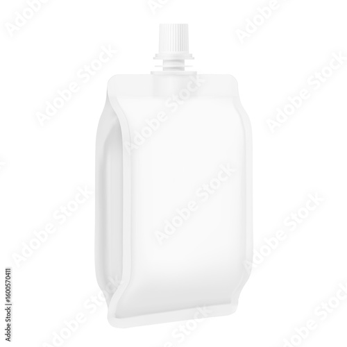 Side gusset spout pouch packaging bag mockup. Vector illustration isolated on white background. Front view. Can be use for template your design, presentation, promo, ad. EPS10.