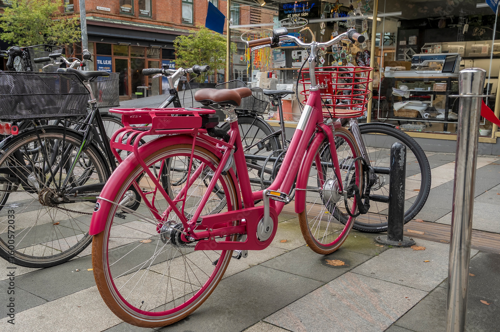 Fototapeta premium 22-07-2025 Aarhus, Denmark - The bicycle city in Jutland with all kinds of bicycles in all colors