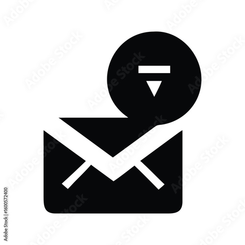 Message sent icon with arrow downwards and line.