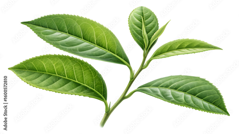 Fototapeta premium tea leaf, green tea leaves isolated on transparent background