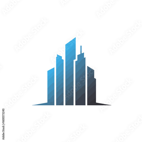 Abstract city skyline logo design, ideal for real estate, construction, or urban development companies; featuring a stylized cluster of skyscrapers in shades of blue, suggesting growth and modernity. Free Download Abstract city skyline logo design, ideal for real estate, construction, or urban development companies; featuring a stylized cluster of skyscrapers in shades of blue, suggesting growth and modernity. - GFXLoad