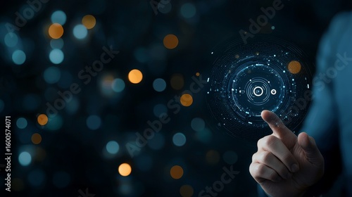 Interactive technology demonstration digital space visual content futuristic environment close-up view innovation concept