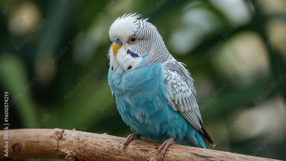 Obraz premium Domestic budgerigar with blue and white feathers