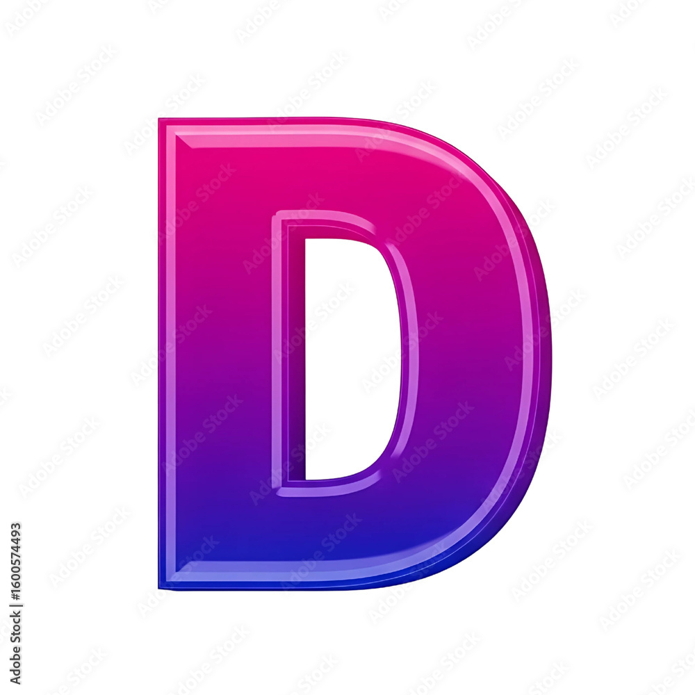Glossy 3D gradient letter D isolated on transparent background Glossy 3D gradient letter D isolated on transparent background