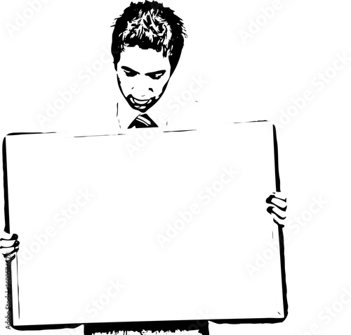 Businessman with blank banner