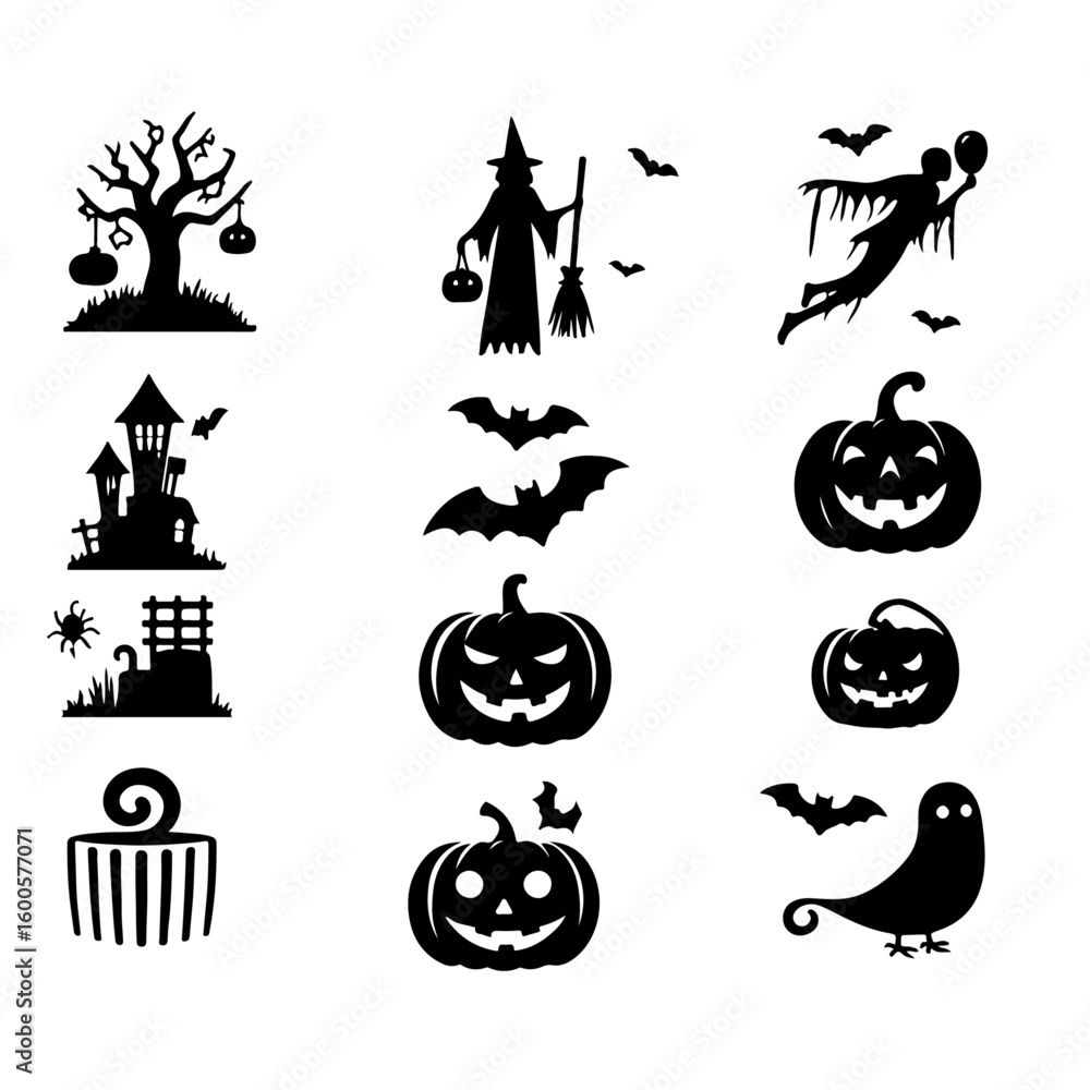 Fototapeta premium set of Halloween silhouette , Halloween silhouette, Halloween vector