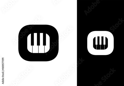 Abstract Initial letter O and Piano logo design vector illustration