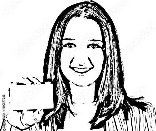 Business lady holding  visiting card