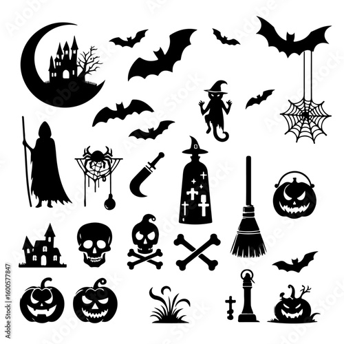 set of Halloween silhouette , Halloween silhouette, Halloween vector