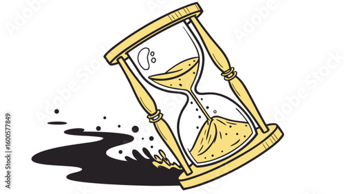 Hourglass time sand clock running out of time concept deadline countdown sandglass timer vintage illustration