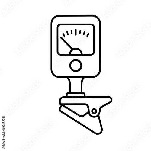 Clip-On Tuner Icon Representing Accurate Instrument Tuning (Outline)
