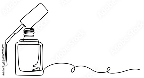 Continuous line art of a nail polish. Nail beautification concept. Manicure and pedicure. Care for fingernails and toenails.