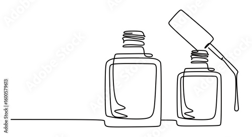Continuous line art of a nail polish. Nail beautification concept. Manicure and pedicure. Care for fingernails and toenails.