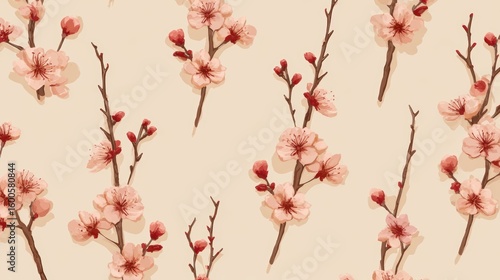 Elegant cherry blossom fabric by the yard, exquisite floral design for spring sewing projects