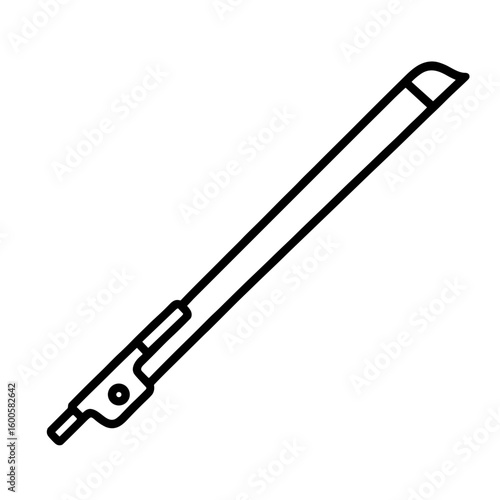 Violin Bow Icon in Black Outline Representing String Instrument Play (Outline)