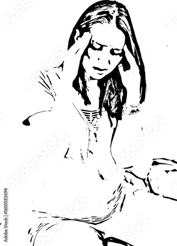 Painful head ache woman