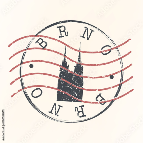 Brno Czech Republic Stamp Postal. Silhouette Seal. Passport Round Design. Vector Icon. Design Retro Travel. National Symbol.