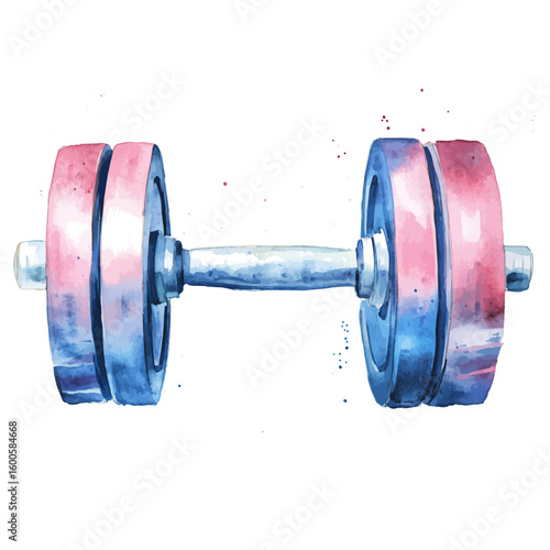My Watercolor hand-painted barbell painting illustration isolated on a white background, vector illustration, AI painting design, EPS format design