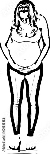 Pregnant woman measure weights