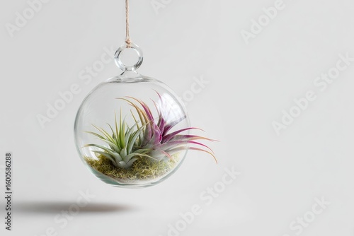 Clear glass orb holds air plants