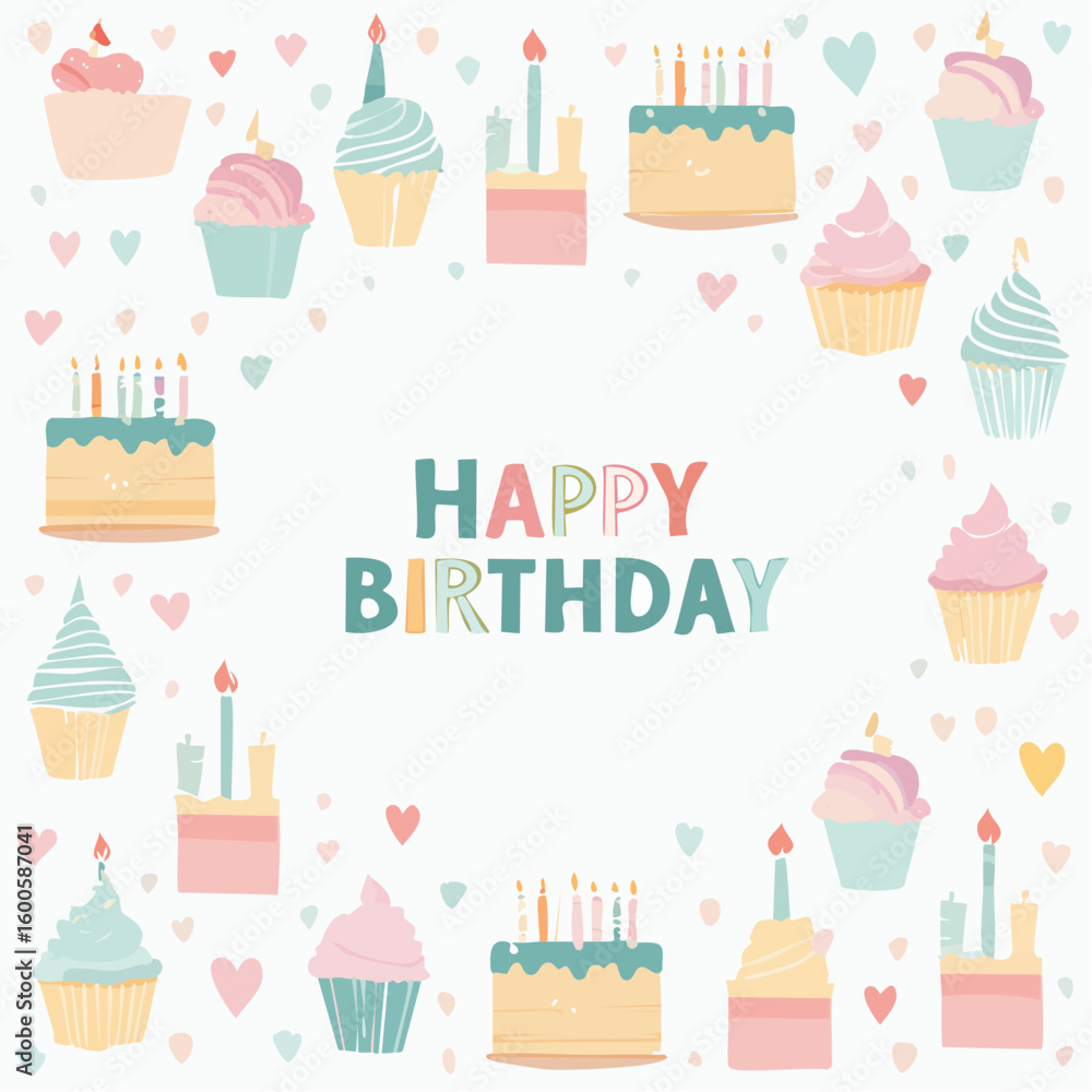 Naklejka premium happy birthday card with cake