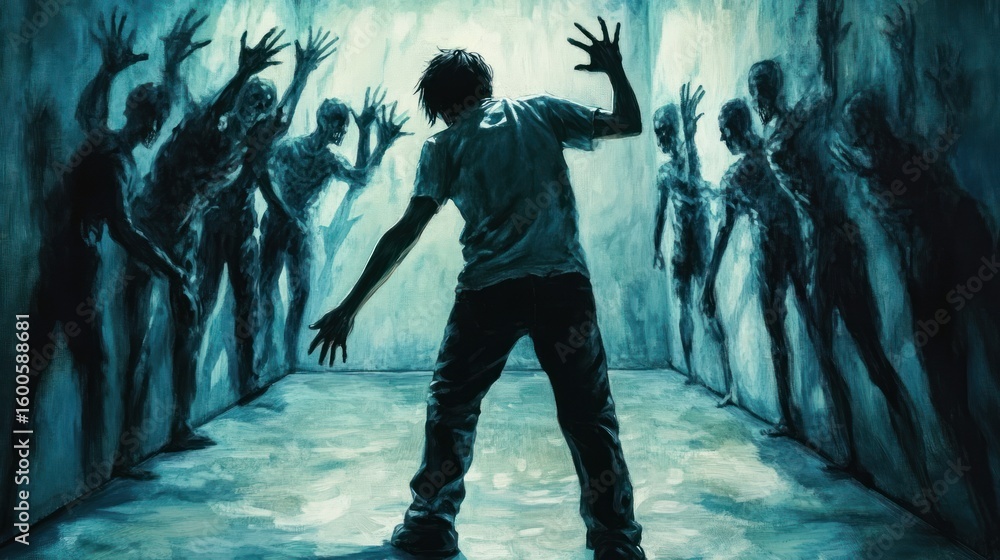 Obraz premium Man trapped by undead