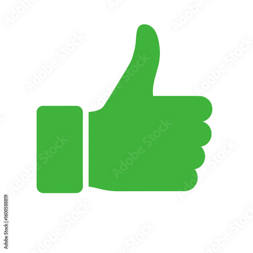 Green thumbs up icon - like or positive feedback symbol, isolated on transparent background 