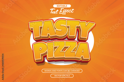 Tasty pizza editable text effect with 3d cartoon text style