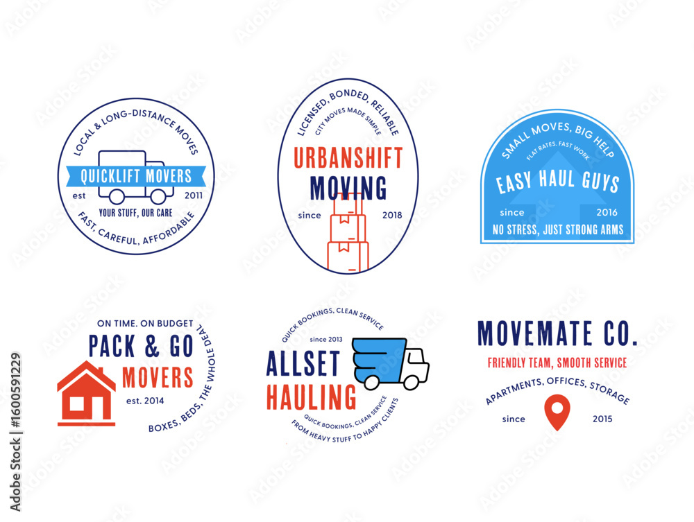 Obraz premium A set of transportation company logos that clearly demonstrate their specialization, highlighting their unique features and services.