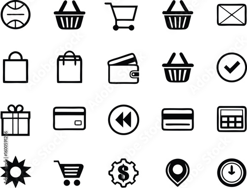 Collection of e commerce and business icons silhouette