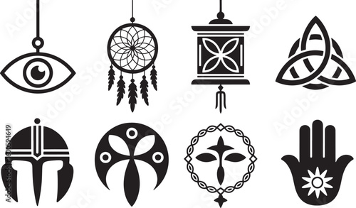 Mystical Symbols Collection Spiritual Amulets and Talismans Vector Art for Design Projects