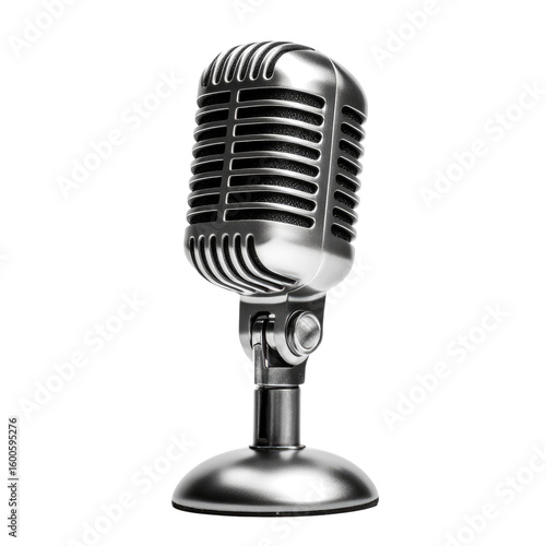 Vintage microphone designed for studio recordings cutout isolated on transparent bg, png