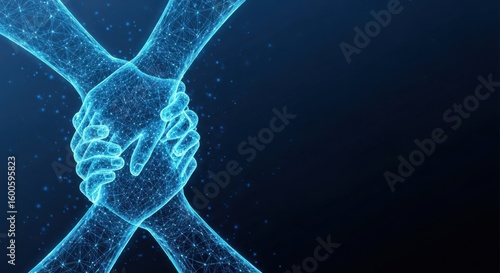 Digital Network of Interconnected Hands Symbolizing Unity and Collaboration