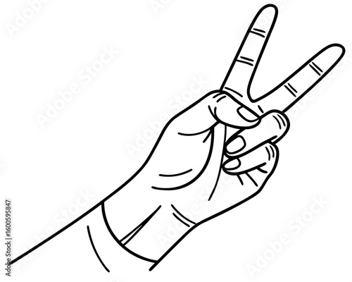 Hand showing peace sign silhouette