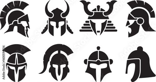 Ancient Warrior Helmets Collection Armor Vector Graphics for Historical Designs