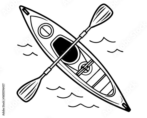 Kayaking adventure overhead view silhouette