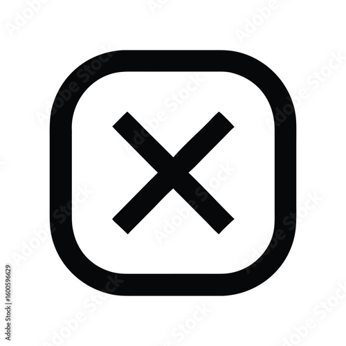 Black square with an X mark shows denial symbol icon