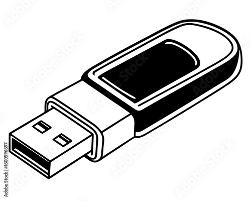 Simple line drawing of a usb flash drive silhouette